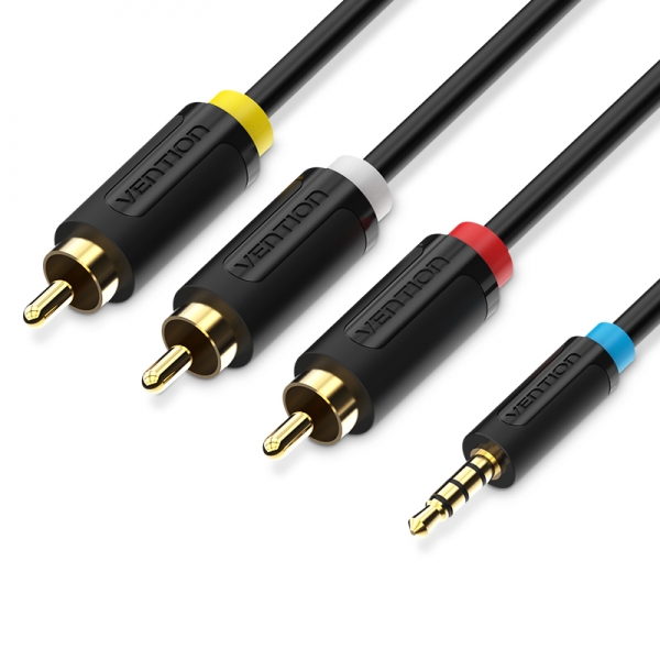 Vention Cable Estereo Jack 3.5 Macho A 3X Rca Macho - 1.5M - Color Negro