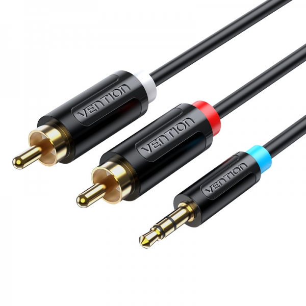 Vention Cable Estereo Jack 3.5 Macho A 2X Rca Macho - 1M - Color Negro