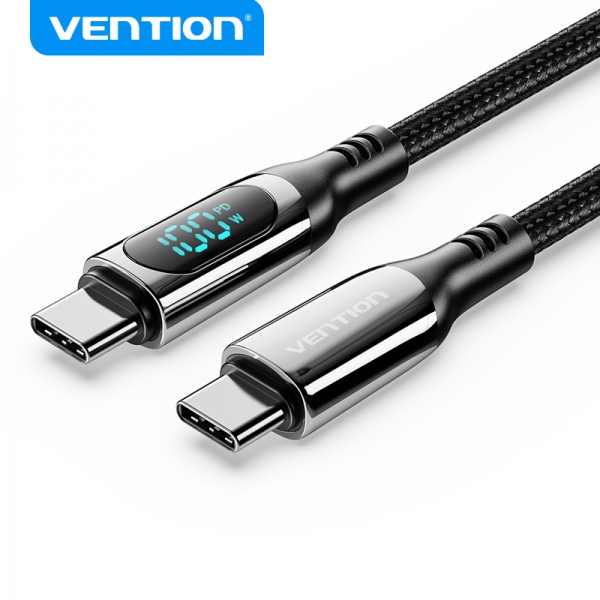 Vention Cable Usb-C Macho A Usb-C Macho - 1.2M 5A Pd100W Con Pantalla Led - Color Negro