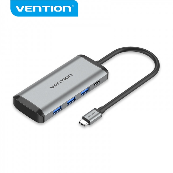 Vention Hub 6 En 1 Usb-C A 3Xusb3.0/Tf/Sd/Pd - 0.15M - Aluminio Gris