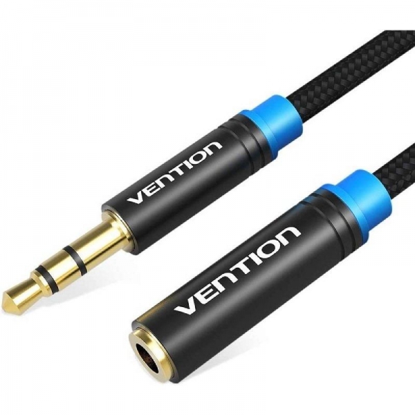 Vention Cable Alargador Estereo Jack 3.5 Macho A Jack 3.5 Hembra - 0.50M - Color Negro