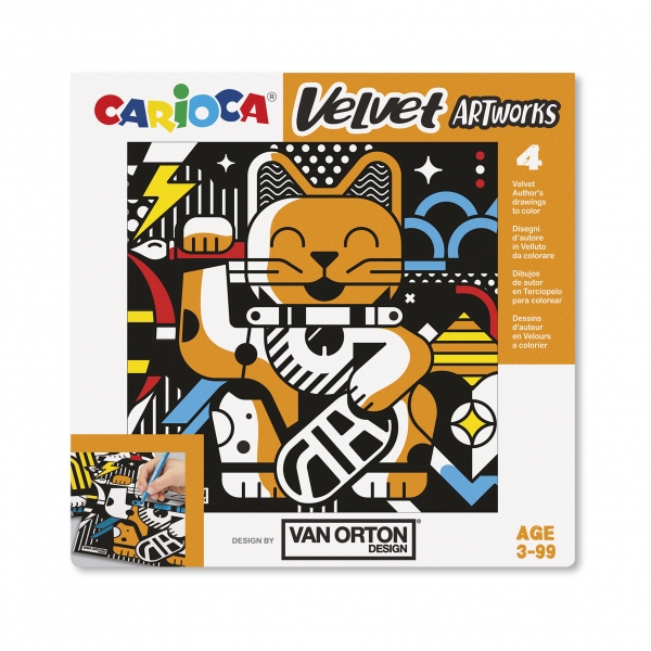 Pack Carioca Velvet Van Orton Art Pack De 4 Ilustraciones De Terciopelo Para Colorear - Suave Textura - Desarrolla Destreza Y Creatividad - Colaboracion Con Van Orton Design - Color Varios