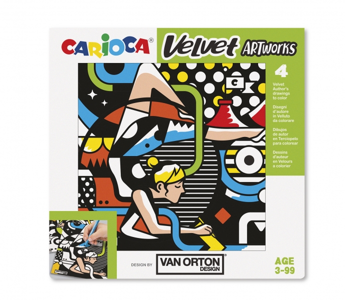 Pack Carioca Velvet Van Orton Street Pack De 4 Ilustraciones De Terciopelo Para Colorear - Suave Textura - Desarrolla Destreza Y Creatividad - Colaboracion Con Van Orton Design - Color Varios
