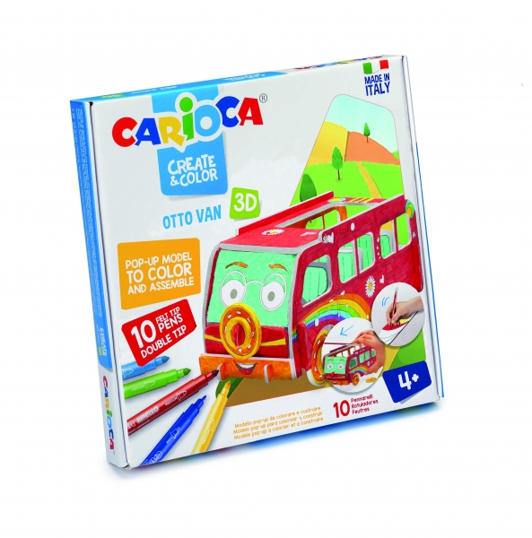 Carioca Pop-Up Pack De Modelos Para Colorear Y Construir - Aventura Con Nuevos Compañeros De Viaje - 10 Rotuladores Superlavables Doble Punta - Fina Y Media - Color Varios