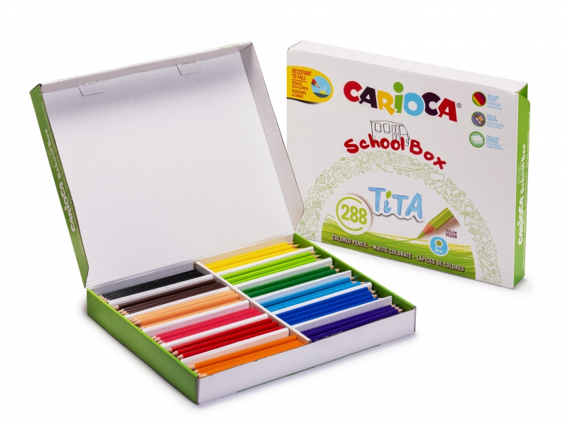 Carioca Tita Pack De 288 Lapices De Resina - Cuerpo Hexagonal - Colores Brillantes Y Lavables - Escritura Blanda - Mina Ø 3Mm - Color Varios