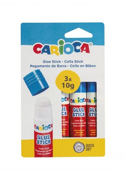 Carioca Pack De 3 Pegamentos De Barra - Ideal Para Casa, Colegio Y Oficina - Pega Papel, Fotos Y Tejidos - Sin Disolventes - Color Varios