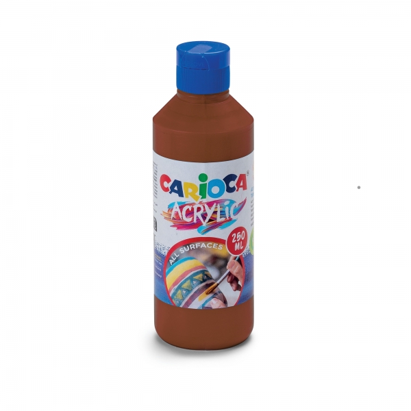 Carioca Botella De 250Ml De Tempera Acrilica - Colores Brillantes - Resistente A La Luz - Efecto Tridimensional - Apto Para Todas Las Superficies - Color Marrón