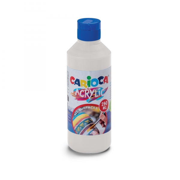Carioca Botella De 250Ml De Tempera Acrilica - Colores Brillantes Y Resistentes A La Luz - Efecto Tridimensional - Apto Para Todas Las Superficies - Color Blanco