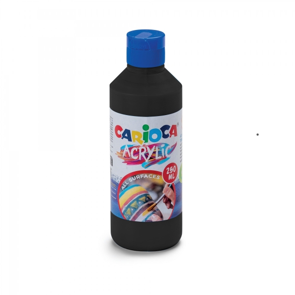 Carioca Botella De Tempera Acrilica - 250Ml - Colores Brillantes - Resistente A La Luz - Efecto Tridimensional - Apto Para Todas Las Superficies - Color Negro