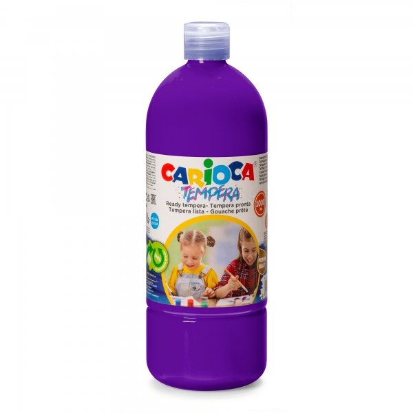 Carioca Botella De Tempera - 1000Ml - Colores Superlavables - Faciles De Mezclar - Aplicable En Materiales Porosos - Alta Opacidad - Color Morado