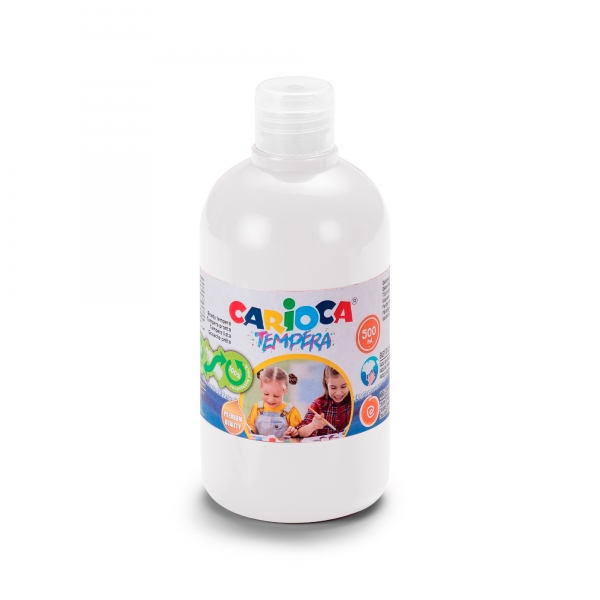 Carioca Botella Tempera 500Ml - Colores Superlavables - Faciles De Mezclar - Aplicable En Materiales Porosos - Alta Opacidad - Color Blanco