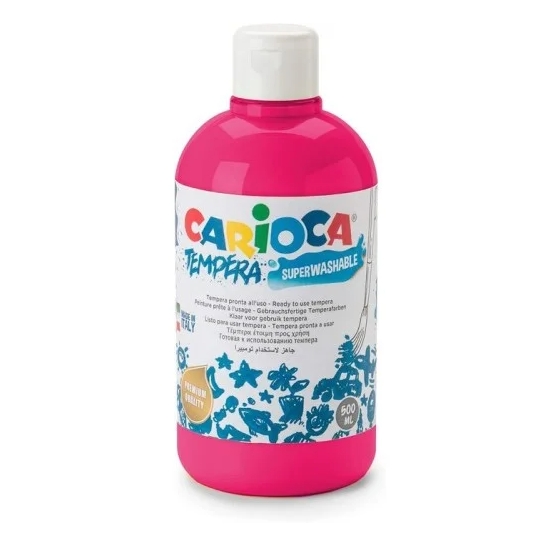 Carioca Botella Tempera - Colores Superlavables - Faciles De Mezclar - Alta Opacidad - Aplicable En Materiales Porosos - Color Rosa