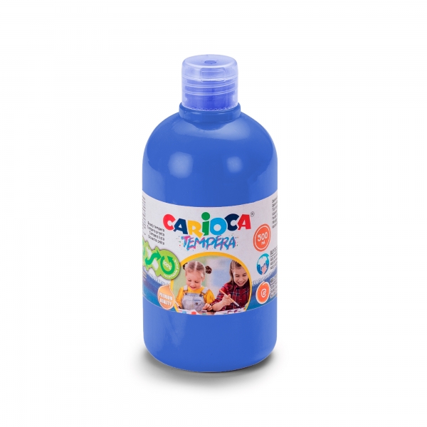 Carioca Botella De Tempera - 500Ml - Colores Superlavables - Faciles De Mezclar - Aplicable En Materiales Porosos - Alta Opacidad - Color Azul