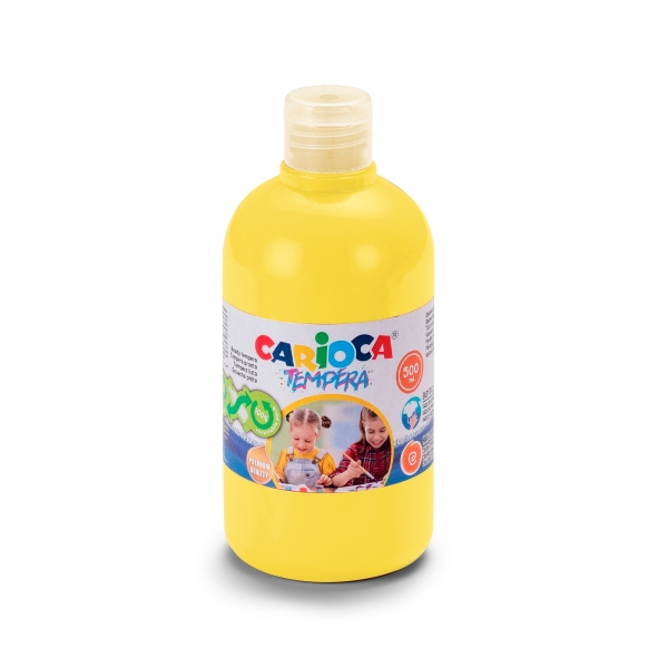 Carioca Botella De Tempera 500Ml - Colores Superlavables - Faciles De Mezclar - Aplicable En Materiales Porosos - Alta Opacidad - Color Amarillo