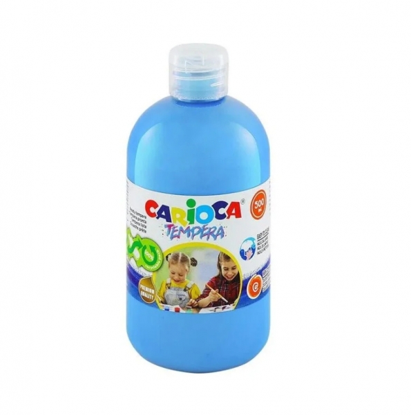 Carioca Botella De Tempera - 500Ml - Colores Superlavables - Faciles De Mezclar - Aplicable En Materiales Porosos - Alta Opacidad - Color Azul