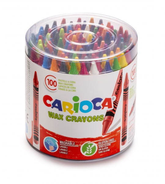 Carioca Pack De 100 Ceras Pastel - Colores Brillantes - Lavables - Cuerpo De Ø 8Mm - Color Varios