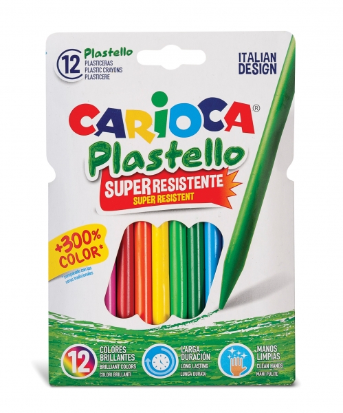Carioca Pack De 12 Plasticeras - Extra Limpias - No Dejan Color En Las Manos - Duran Tres Veces Mas - Colores Brillantes Y Lavables - Faciles De Afilar - Color Varios