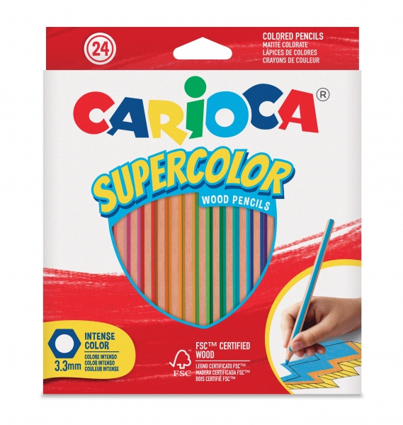 Carioca Supercolor Pack De 24 Lapices De Madera - Cuerpo Hexagonal - Colores Intensos Y Gran Opacidad - 3.3Mm De Grosor - Color Varios