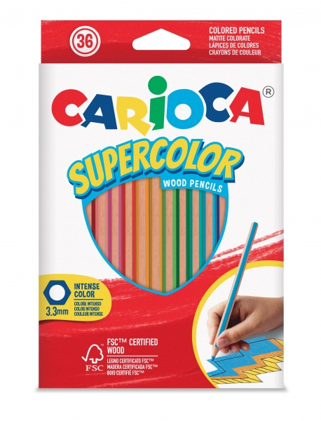 Carioca Supercolor Pack De 36 Lapices De Madera - Cuerpo Hexagonal - Colores Intensos Y Gran Opacidad - 3.3Mm De Grosor - Color Varios