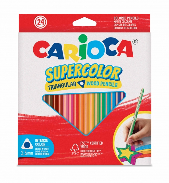 Carioca Supercolor Pack De 24 Lapices De Madera - Cuerpo Triangular - Colores Intensos Y Gran Opacidad - 3.5Mm Degrosor - Color Varios