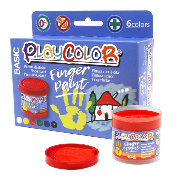 Playcolor Basic Finger Paint Pack De 6 Botes De Pintura Para Dedos 40Ml - Testado Dermatologicamente - Secado Rapido - Sin Disolventes - Gran Viscosidad - Alta Opacidad - Colores Surtidos