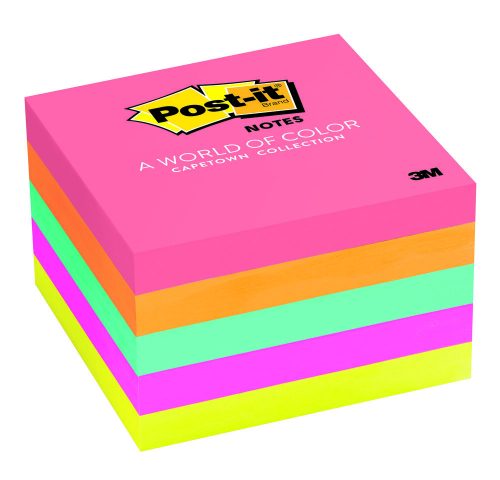 Post-It Bloc De 500 Notas Adhesivas Removibles Colores Neon 76X76Mm - Papel Con Certificacion Pefc - Colores Surtidos