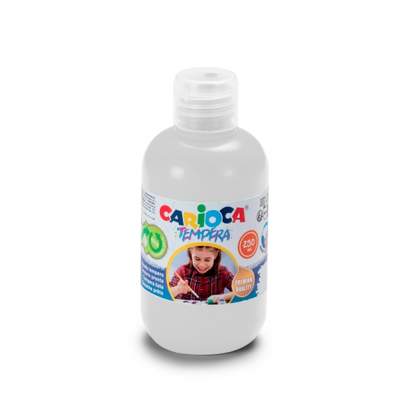 Carioca Botella De Tempera - 250Ml - Colores Superlavables - Faciles De Mezclar - Aplicable En Materiales Porosos - Alta Opacidad - Blanco - Color Blanco