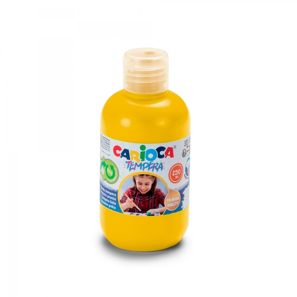 Carioca Botella Tempera 250Ml - Colores Superlavables - Faciles De Mezclar - Aplicable En Materiales Porosos - Alta Opacidad - Color Amarillo