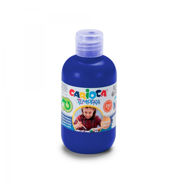 Carioca Botella De Tempera - 250Ml - Colores Superlavables - Faciles De Mezclar - Aplicable En Materiales Porosos - Alta Opacidad - Color Azul