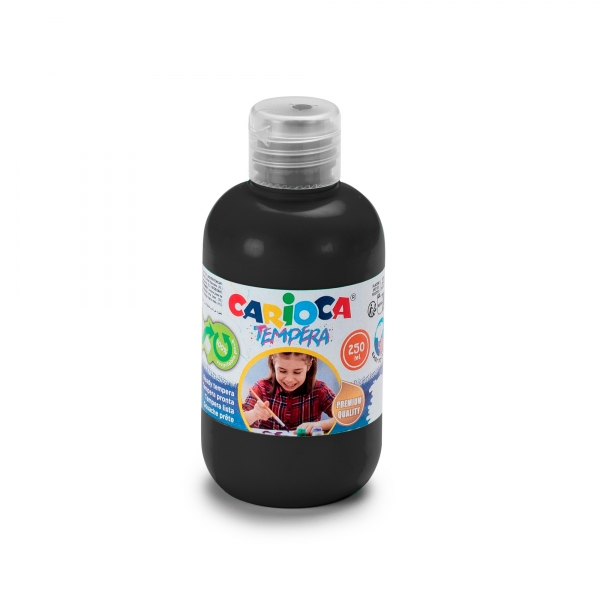 Carioca Botella Tempera 250Ml - Colores Superlavables - Faciles De Mezclar - Aplicable En Materiales Porosos - Alta Opacidad - Color Negro