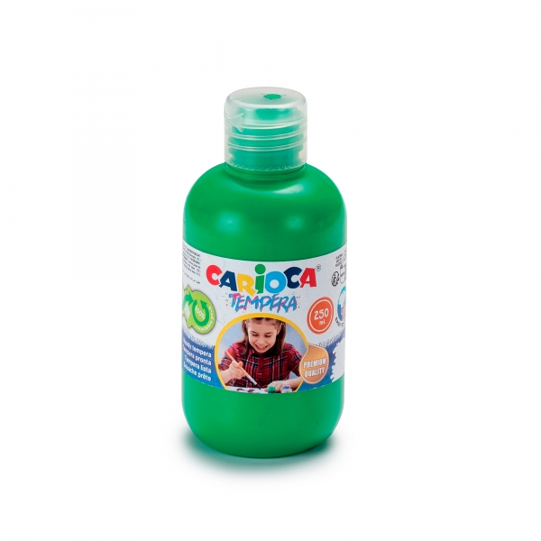 Carioca Botella De Tempera - 250Ml - Colores Superlavables - Faciles De Mezclar - Aplicable En Materiales Porosos - Alta Opacidad - Color Verde