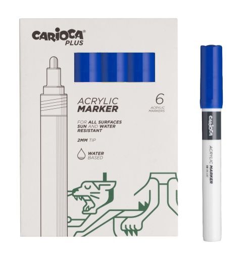 Carioca Plus Pack De 6 Marcadores Acrilicos - Punta 2Mm - Color Azul