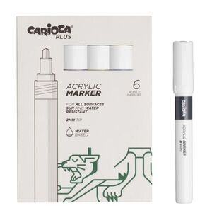 Carioca Plus Pack De 6 Marcadores Acrilicos - Punta 2Mm - Color Blanco