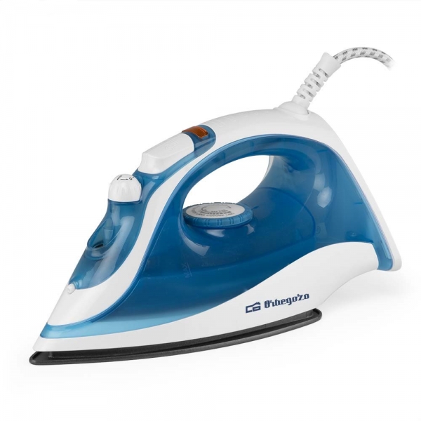 Orbegozo Sv 2025 Plancha De Vapor 2000W - Suela Antiadherente - Funcion Spray, Auto Limpieza, Planchado En Seco - Regulador De Temperatura - Color Blanco/Azul