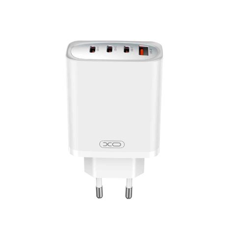 Xo Cargador Multi-Puerto - Usb-A 22.5W - 3 Puertos Tipo C - Compatibilidad De Voltaje Variado - Color Blanco