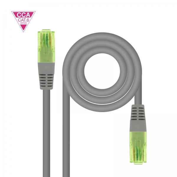 Nanocable Cable Red Latiguillo Cat.6 Utp Awg26 Cca - Longitud 2M - Color Gris