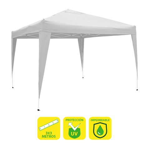Sungarden Carpa Plegable Acero 3X3M Blanca - Color Blanco