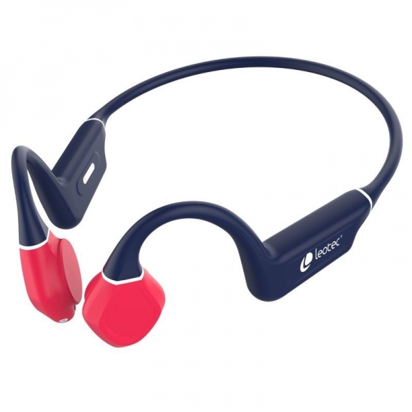 Leotec Kuri Auriculares Deportivos De Conduccion Osea Bluetooth 5.4 - Autonomia Hasta 12H - Bateria De 180Mah - Resistencia Ipx5 - Color Azul/Rojo