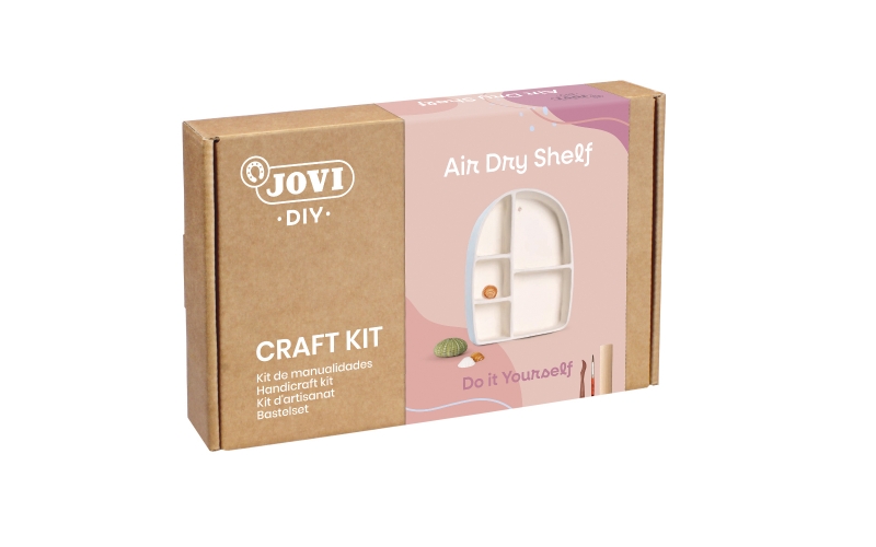Jovi Diy Kit De Manualidades Para Hacer Un Estante Con Pasta Endurecible Air Dry - 500G De Airdry - Herramientas De Modelaje - Pinturas Gouache - Pinceles Calibrados - Color Varios