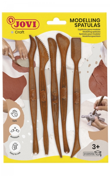 Jovi Modelling Spatulas Skin Pack 5 Modeladores Para Arcilla, Barro Y Plastilina - Herramientas De Moldeado - Accesorios Para Creaciones Artisticas - Color Marrón