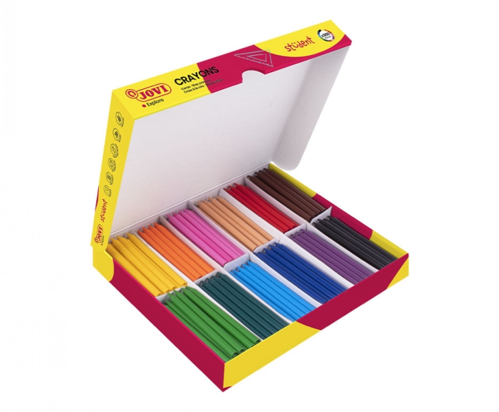 Jovi Crayons Student Caja De 300 Ceras Plasticas - Muy Resistentes - Acabado Brillante - Colores Mezclables - No Huelen Ni Manchan - Gran Duracion - Colores Surtidos