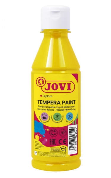 Jovi Tempera Paint Tempera Liquida - Base Agua - Lista Para Usar - Alto Poder Cubriente - Secado Rapido - Excelente Rendimiento - Facil Aplicación - Color Amarillo