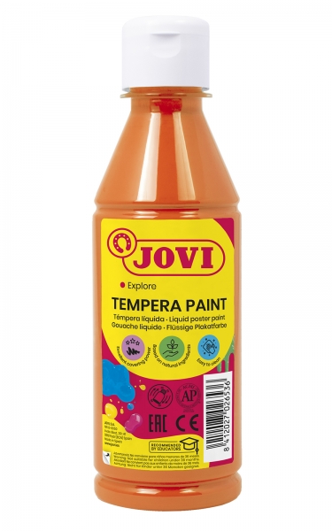 Jovi Tempera Paint Tempera Liquida - Base Agua - Lista Para Usar - Alto Poder Cubriente - Secado Rapido - Excelente Fluidez - Adherencia En Multiples Superficies - Color Naranja