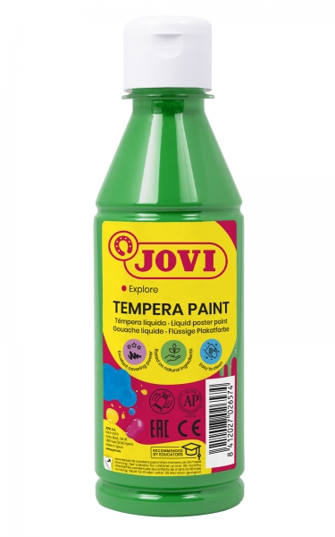 Jovi Tempera Paint Tempera Liquida - Base Agua - Lista Para Usar - Alto Poder Cubriente - Secado Rapido - Excelente Fluidez - Adherencia En Multiples Superficies - Color Verde