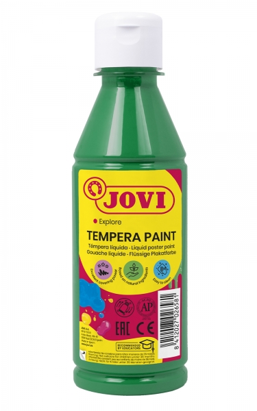 Jovi Tempera Paint Tempera Liquida - Base Agua - Lista Para Usar - Alto Poder Cubriente - Secado Rapido - Excelente Rendimiento - Facil Aplicación - Color Verde