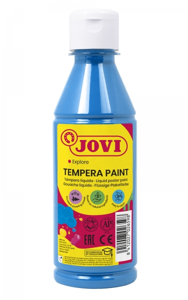 Jovi Tempera Paint Tempera Liquida - Base Agua - Lista Para Usar - Alto Poder Cubriente - Secado Rapido - Excelente Rendimiento - Fluidez Optima - Color Azul