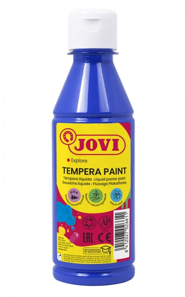 Jovi Tempera Paint Tempera Liquida - Base Agua - Lista Para Usar - Alto Poder Cubriente - Secado Rapido - Excelente Rendimiento - Facil Aplicación - Color Azul