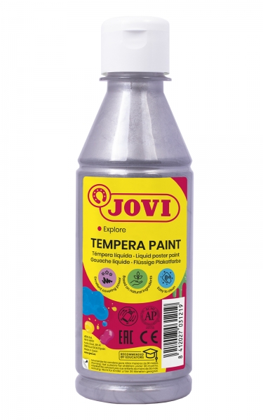 Jovi Tempera Paint Tempera Liquida - Base Agua - Lista Para Usar - Alto Poder Cubriente - Secado Rapido - Excelente Fluidez - Adherencia En Multiples Superficies - Color Gris