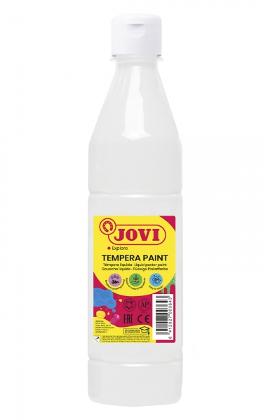 Jovi Tempera Paint Tempera Liquida - Base Agua - Lista Para Usar - Alto Poder Cubriente - Secado Rapido - Excelente Fluidez - Adherencia En Multiples Superficies - Color Blanco