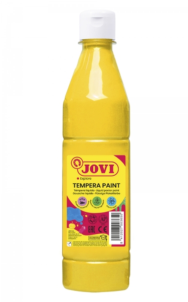 Jovi Tempera Paint Tempera Liquida 500Ml - Base Agua - Lista Para Usar - Alto Poder Cubriente - Secado Rapido - Facil Aplicacion - Excelente Adherencia - Color Amarillo